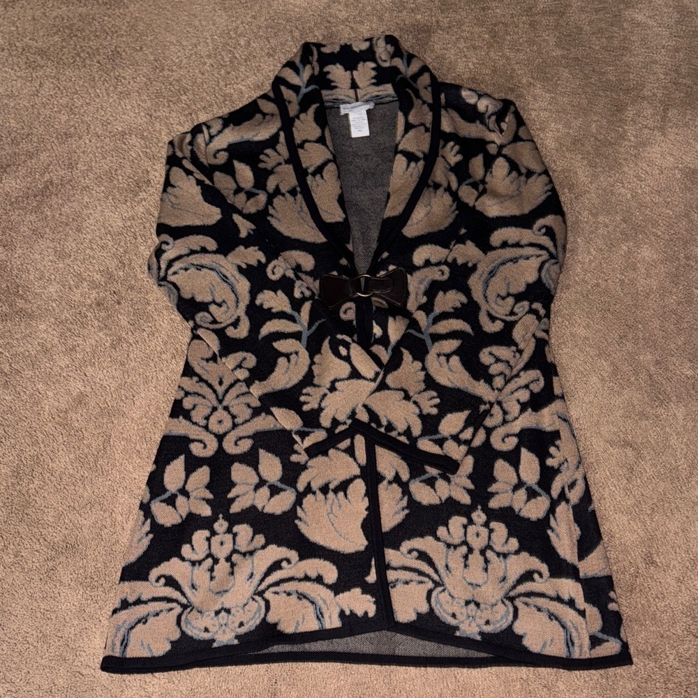 Soft Surroundings Black and Tan Floral Cardigan - Picture 2 of 6